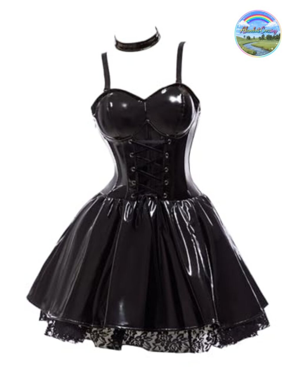 Goth Dress with Stockings Garters Choker Gothic Cosplay Costume
